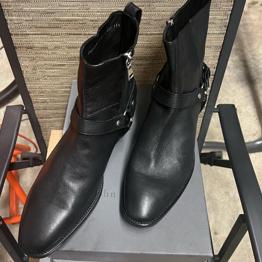 John Varvatos Ludlow Harness Boots (MSRP $998, Size 11.5US, New)